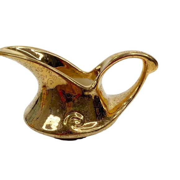Vintage Pearl China Sugar Creamer 22 Kt Gold Floral Hollywood Regency MCM 40s - Picture 4 of 16